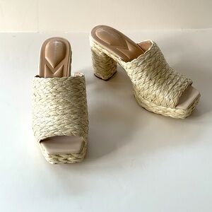 Charles David Platform Raffia Slide nwob